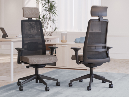 Fauteuil ergonomique NOCTIS avec base noire, accotoirs 4D et têtière
