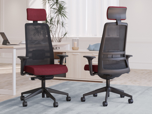 Fauteuil ergonomique NOCTIS avec base noire, accotoirs 4D et têtière