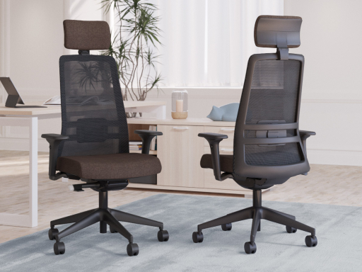 Fauteuil ergonomique NOCTIS avec base noire, accotoirs 4D et têtière