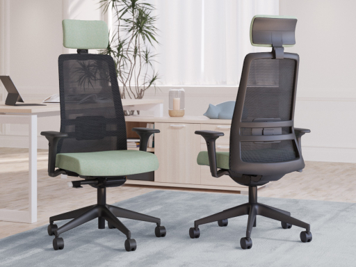 Fauteuil ergonomique NOCTIS avec base noire, accotoirs 4D et têtière