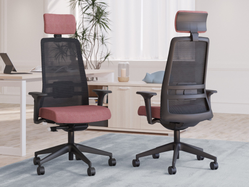 Fauteuil ergonomique NOCTIS avec base noire, accotoirs 4D et têtière