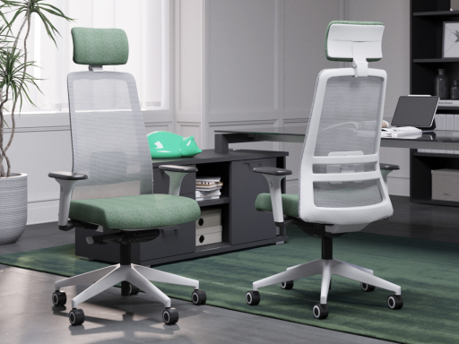 Fauteuil ergonomique NOCTIS avec base polyamide blanche, accotoirs 4D et têtière