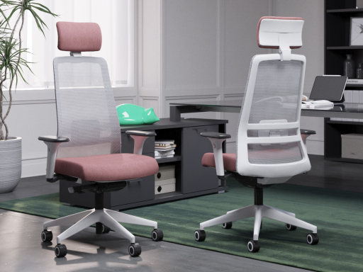 Fauteuil ergonomique NOCTIS avec base polyamide blanche, accotoirs 4D et têtière