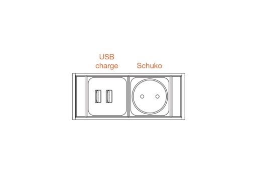Électrification avec 2 USB et une schuko pour bureaux Atra