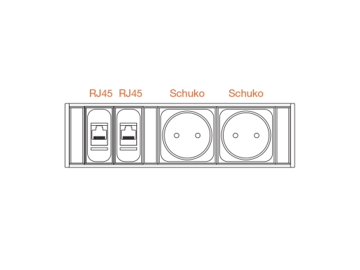 Électrification avec 2 schukos et 2 RJ45 pour bureaux Atra