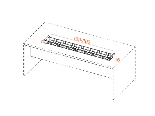 Grille passe-câbles pour bureau simple ou avec crédence KENNEDY  fabriqué en italie