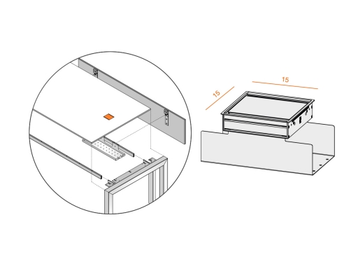 Trappe top access pour bureau TALISMAN en verre