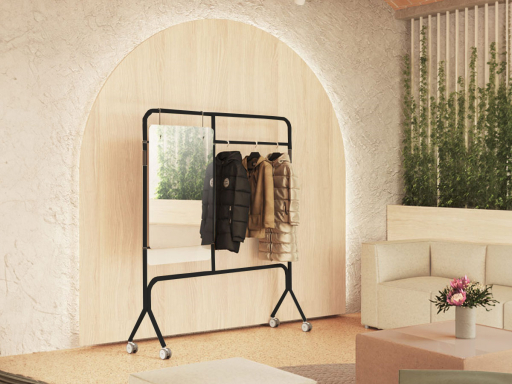 Cloison sur roulettes avec portemanteau et miroir, fabrication espagnole