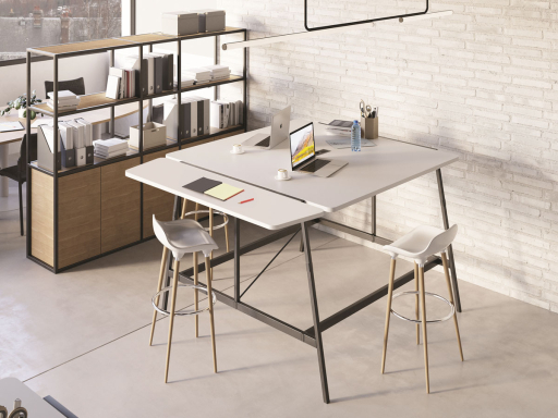 Extension de convivialité pour table haute de coworking FLEXY, fabriqué en France
