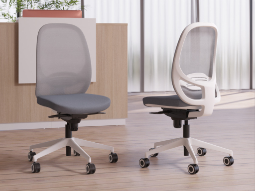 Siège de bureau avec dossier en résille grise KENO structure blanche
