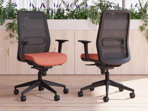 Siège de bureau avec dossier résille et structure noire, made in Spain
