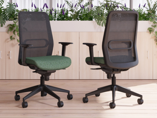 Siège de bureau avec dossier résille et structure noire, made in Spain