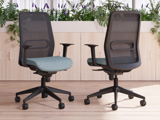 Siège de bureau avec dossier résille et structure noire, made in Spain