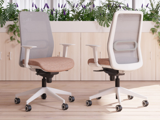 Siège de bureau avec dossier résille et structure blanche, made in Spain