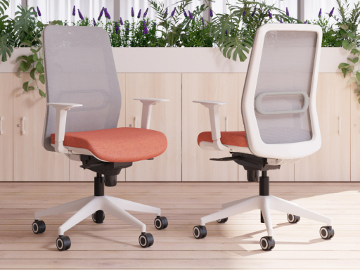 Siège de bureau avec dossier résille et structure blanche, made in Spain