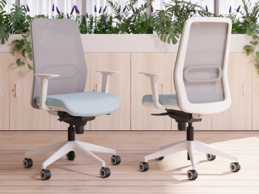 Siège de bureau avec dossier résille et structure blanche, made in Spain