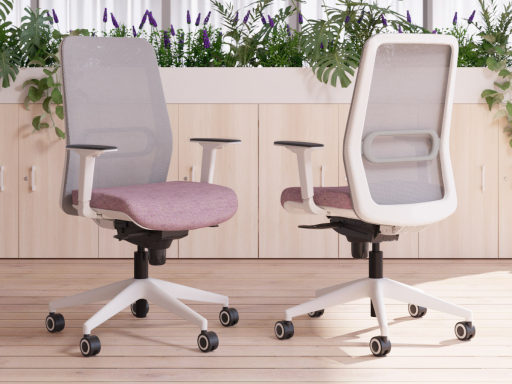 Siège de bureau avec dossier résille et structure blanche, made in Spain
