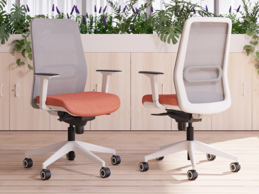 Siège de bureau avec dossier résille et structure blanche, made in Spain