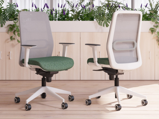 Siège de bureau avec dossier résille et structure blanche, made in Spain