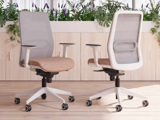 Siège de bureau avec dossier résille et structure blanche, made in Spain