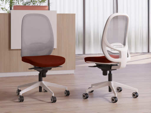 Siège de bureau avec dossier en résille grise KENO structure blanche