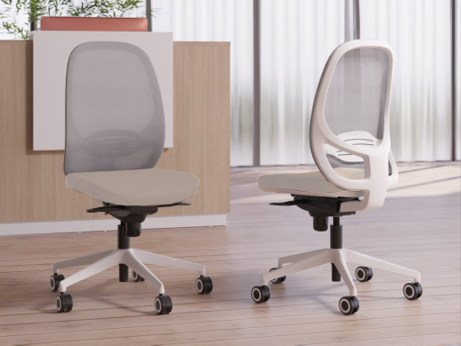 Siège de bureau avec dossier en résille grise KENO structure blanche