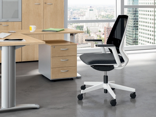 Siège de bureau contemporain blanc, dossier résille