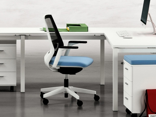Siège de bureau contemporain blanc, dossier résille