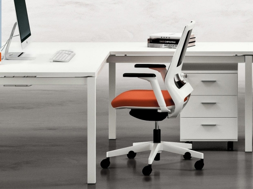 Siège de bureau contemporain blanc, dossier résille