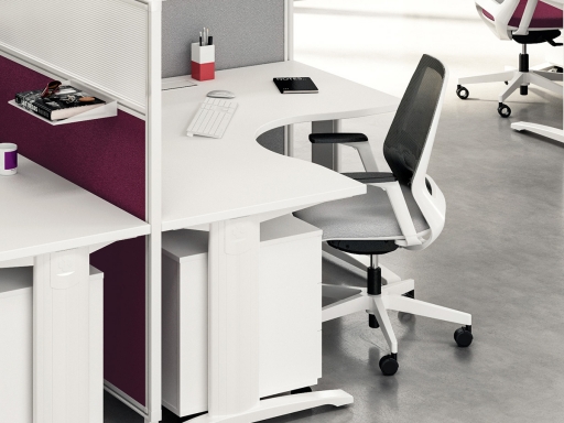 Siège de bureau contemporain blanc, dossier résille