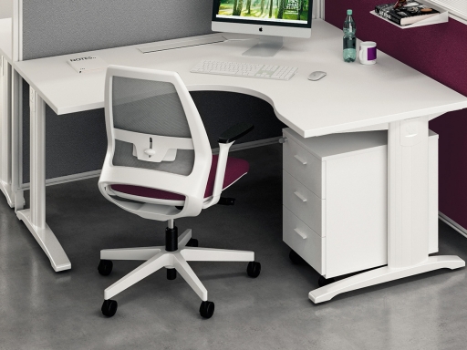 Siège de bureau contemporain blanc, dossier résille