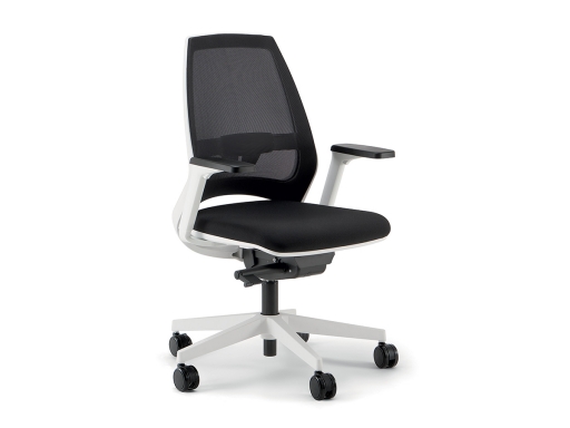 Siège de bureau contemporain blanc, dossier résille