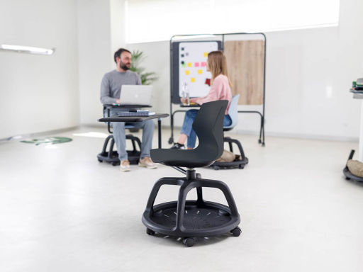 Chaise de formation CLOUDY giratoire avec roulettes, tablette écritoire et porte-objet