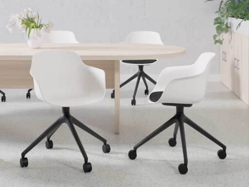 Lot de 2 Chaises giratoires à roulettes design XILO, fabriqué en Espagne