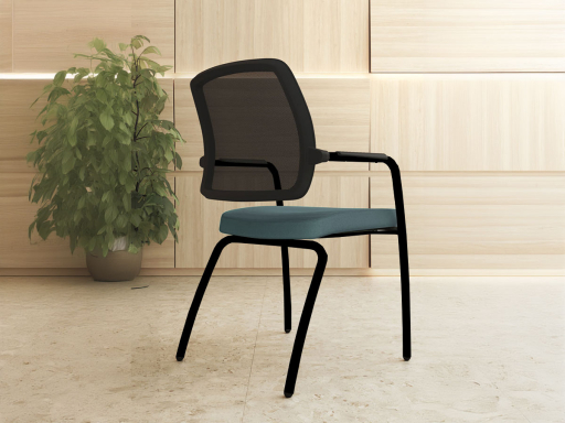 Siège de réunion dossier résille WALK avec 4 pieds en métal, fabriqué en Espagne