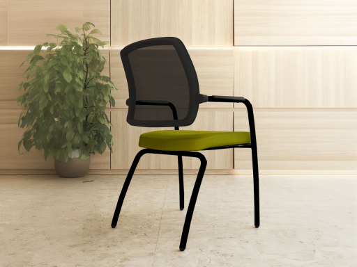 Siège de réunion dossier résille WALK avec 4 pieds en métal, fabriqué en Espagne