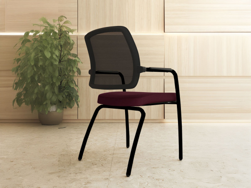 Siège de réunion dossier résille WALK avec 4 pieds en métal, fabriqué en Espagne