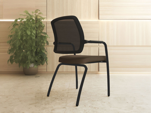 Siège de réunion dossier résille WALK avec 4 pieds en métal, fabriqué en Espagne