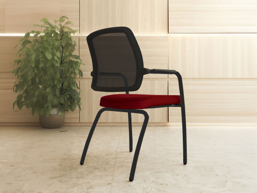 Siège de réunion dossier résille WALK avec 4 pieds en métal, fabriqué en Espagne