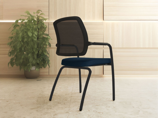 Siège de réunion dossier résille WALK avec 4 pieds en métal, fabriqué en Espagne