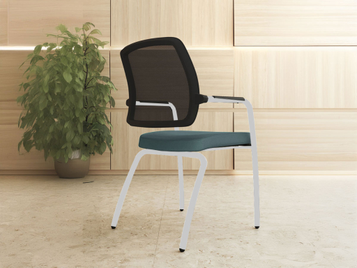 Siège de réunion dossier résille WALK avec 4 pieds en métal, fabriqué en Espagne