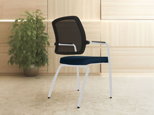 Siège de réunion dossier résille WALK avec 4 pieds en métal, fabriqué en Espagne