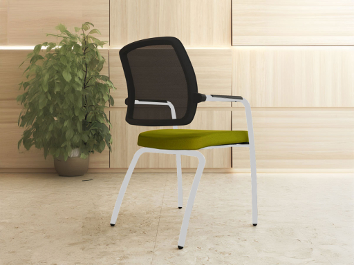 Siège de réunion dossier résille WALK avec 4 pieds en métal, fabriqué en Espagne