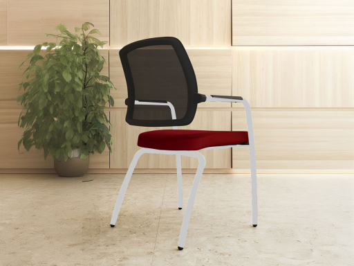 Siège de réunion dossier résille WALK avec 4 pieds en métal, fabriqué en Espagne