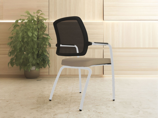 Siège de réunion dossier résille WALK avec 4 pieds en métal, fabriqué en Espagne