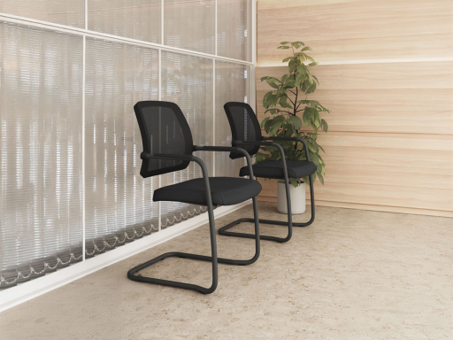 Siège de réunion dossier résille WALK piétement luge, fabriqué en Espagne