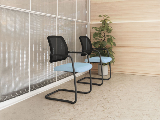 Siège de réunion dossier résille WALK piétement luge, fabriqué en Espagne