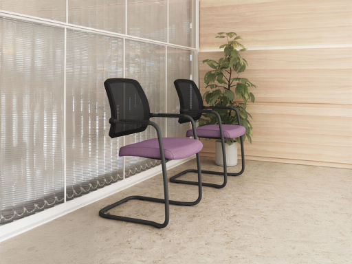 Siège de réunion dossier résille WALK piétement luge, fabriqué en Espagne