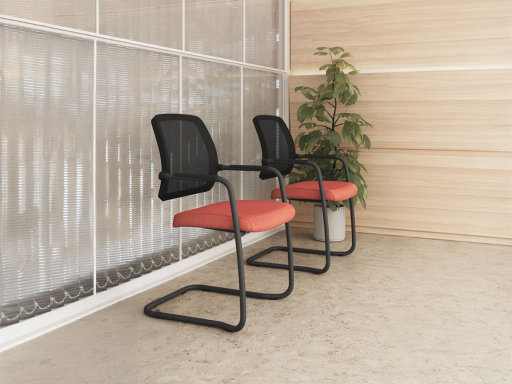 Siège de réunion dossier résille WALK piétement luge, fabriqué en Espagne