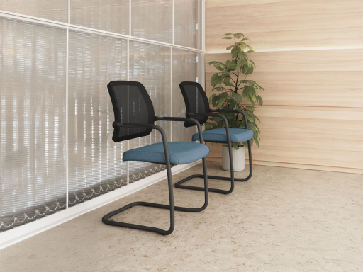 Siège de réunion dossier résille WALK piétement luge, fabriqué en Espagne